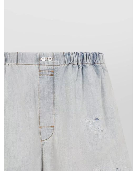 Acne Blue Distressed Denim Shorts Featuring Back Pocket for men