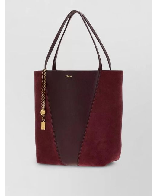 Chloé Red Spin Leather Tote Bag