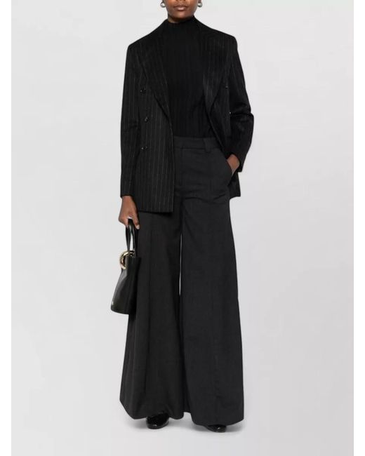Thelatest Black Alma Wool Blend Tailored Wide Leg Trousers