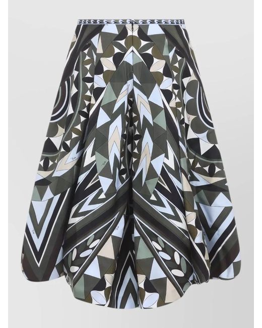 Emilio Pucci Multicolor Silk Satin A Line Balloon Midi Skirt