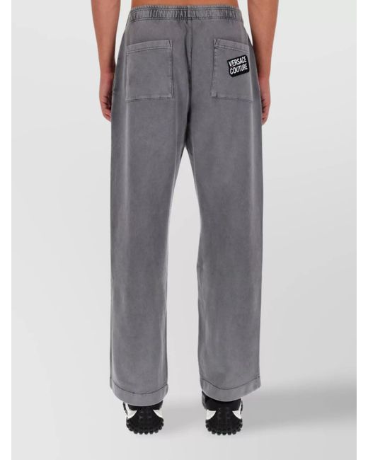 Versace Jeans Couture Gray Cotton Straight-Leg Trousers for men