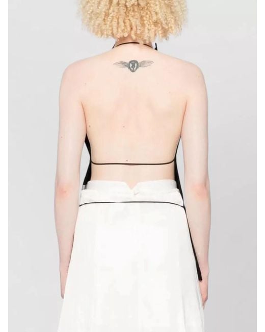FEDERICO CINA Black Halterneck Draped Backless Sleeveless Top