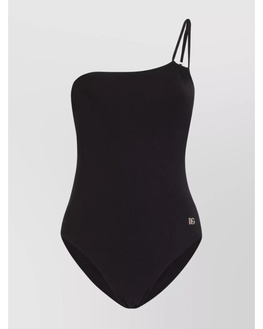 Dolce & Gabbana Black One-Shoulder Swimsuit