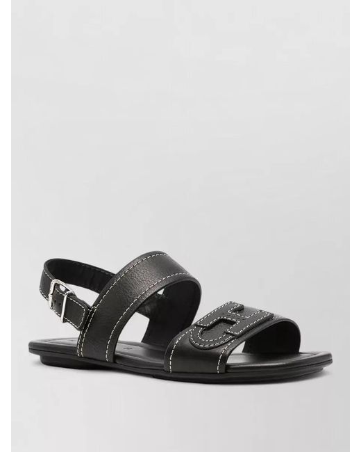 Hogan Black Leather Ankle-Strap Sandals
