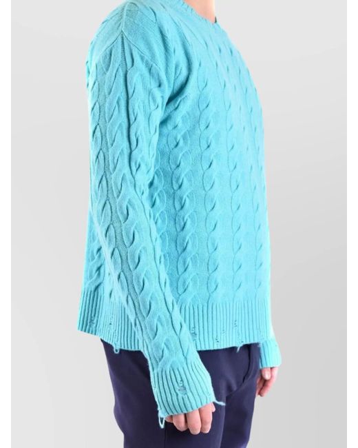 Laneus Blue Cashmere Merino Wool Jumper for men