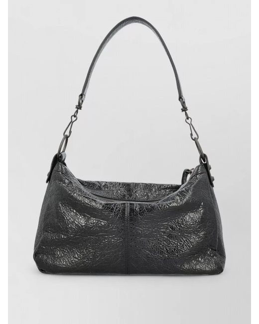 Balenciaga Black City Moto Shoulder Bag Buckle Front Pocket for men