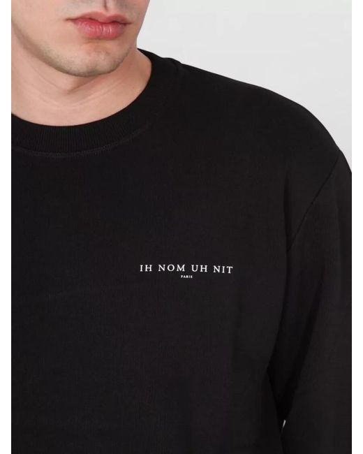 Ih Nom Uh Nit Black Sweatshirt Crew Neck Crowling Graphic Print for men