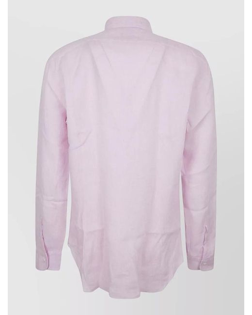Barba Napoli Pink Shirt Button Down Collar Long Sleeves for men