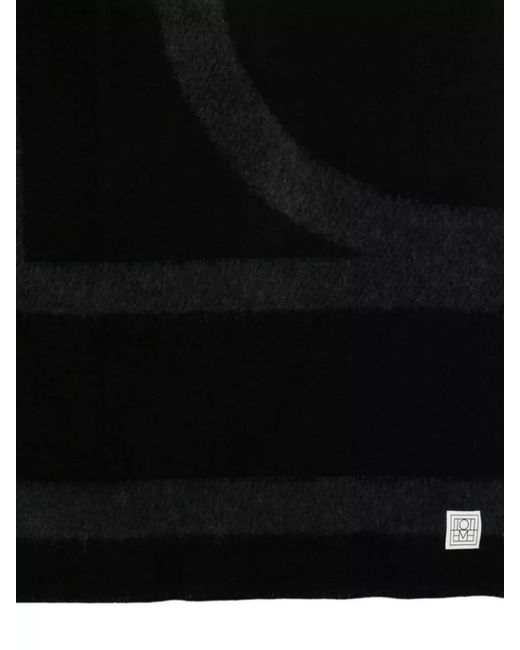 Totême Black Wool Monogram Scarf