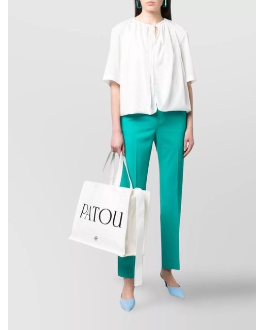 Patou White Cotton Tote Bag