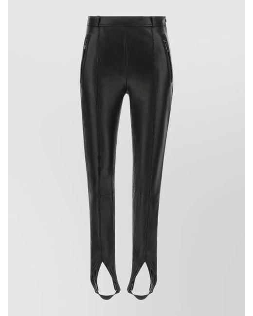 Balmain Black Lambskin Ribbed Skinny Trousers