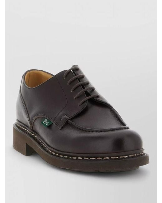 Paraboot Black Chambord Lace Up Leather Derby Shoes for men