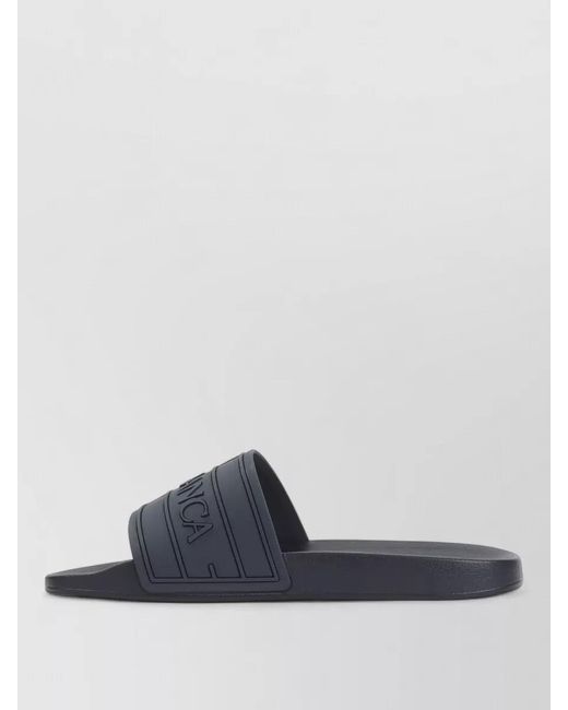 Casablanca Blue Logo Pool Slides Rubber Sole Design for men