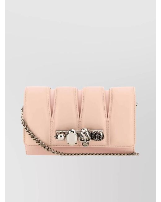 McQueen Pink The Slash Leather Clutch
