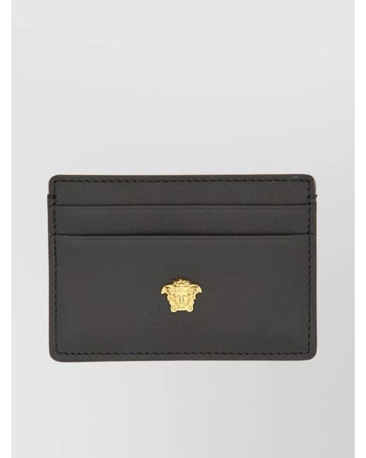 Versace Black Leather La Medusa Card Holder for men