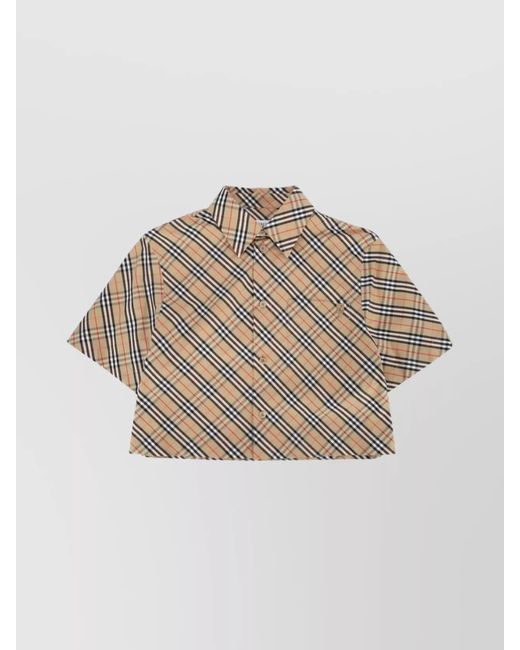 Burberry Natural Cotton Checked Cropped Shirt
