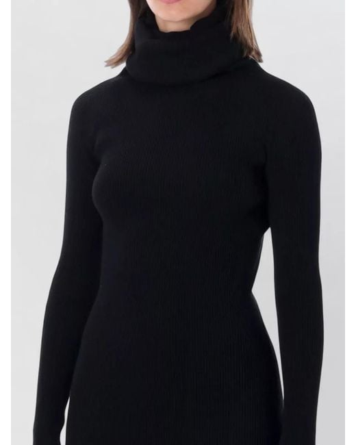 Rick Owens Blue Long Sleeve Rib Knit Turtleneck Dress Maxi
