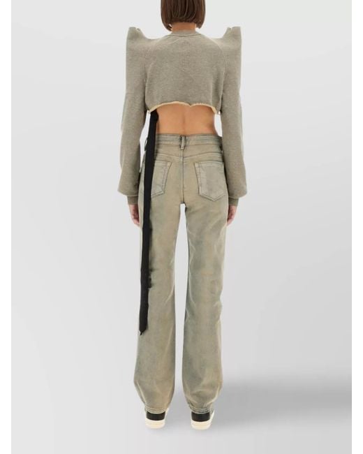 Rick Owens White Cropped Sweatshirt