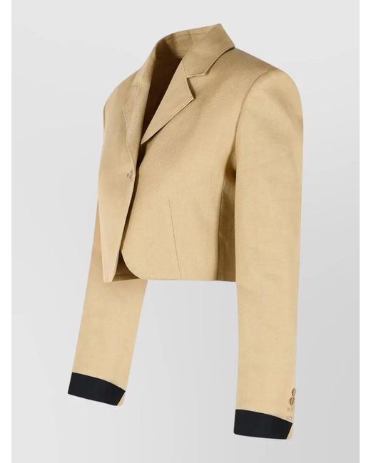 Max Mara Natural Buono Diagonal Cropped Jacket Linen Tailoring