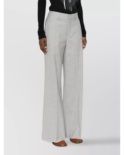 P.A.R.O.S.H. Gray Wool Pressed-Crease Wide-Leg Trousers