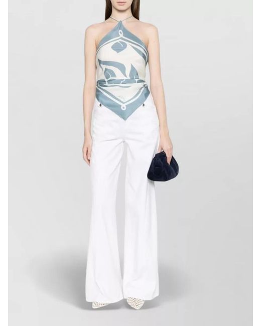 ERMANNO FIRENZE White High Waist Denim Trousers Wide Leg