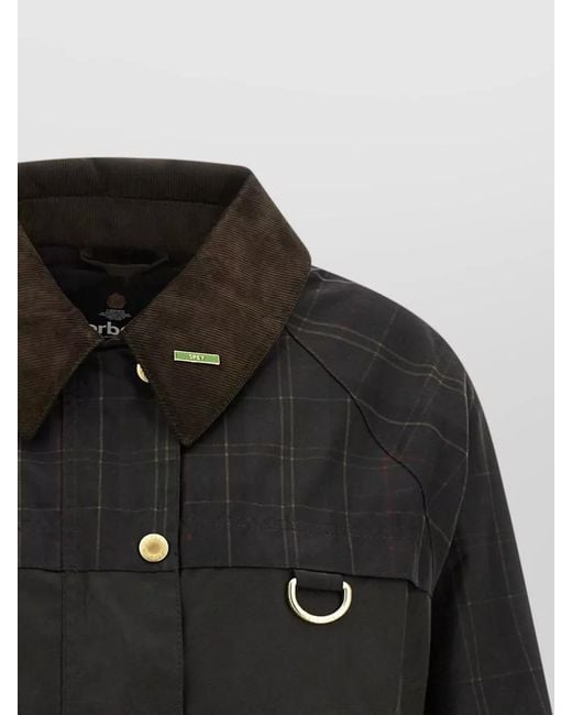 Barbour Black Tartan Spey Jacket Contrast Collar Plaid