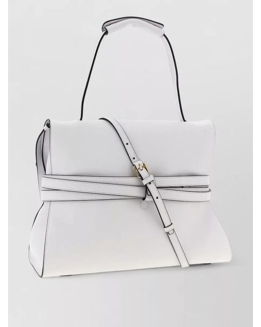 Moschino White Shoulder Bag Tie Me Top Handle Strap