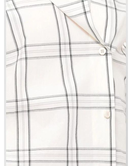 The Attico Natural Checked Oversized Cotton Shirt