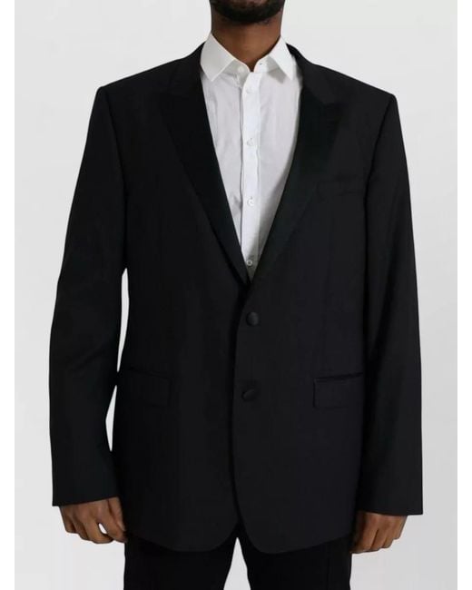 Dolce & Gabbana Black Silk Virgin Wool Single-Breasted Tuxedo Jacket for men