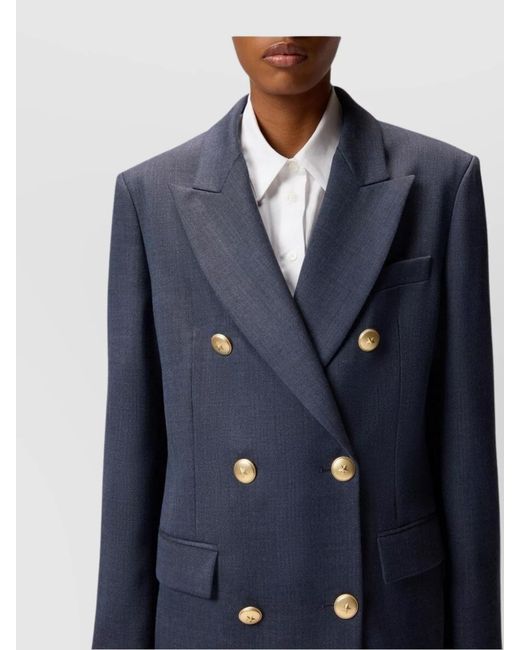 Pinko Blue Double-Breasted Blazer Flap Pockets