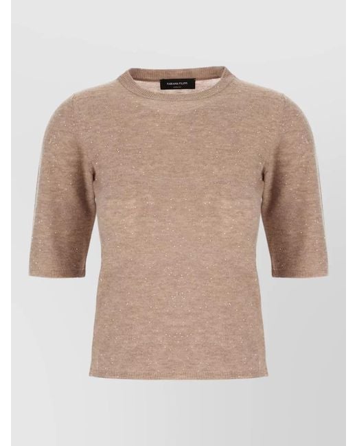 Fabiana Filippi Natural Wool Blend Sweater Crew Neck Design