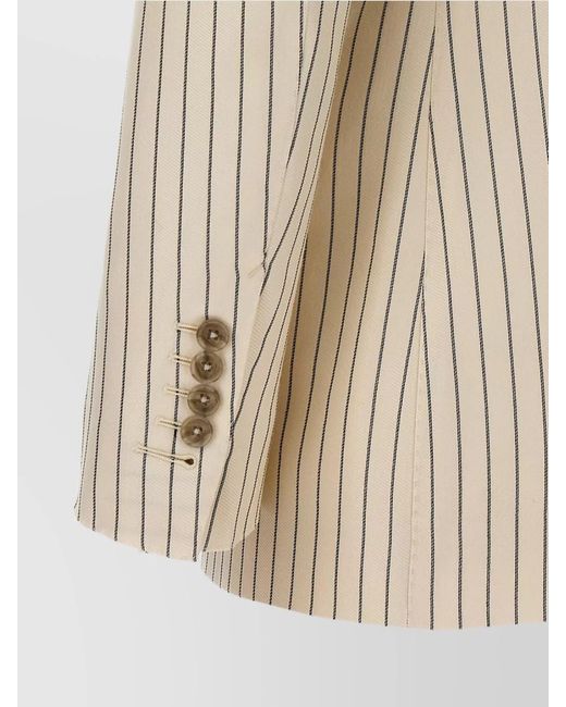 Tom Ford Natural Wool Silk Striped Double-Breasted Blazer