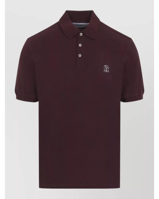 Brunello Cucinelli Red Cotton Piqué Polo Shirt Regular Fit for men