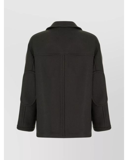 AMI Black Wool Oversized Single-Breasted Coat for men
