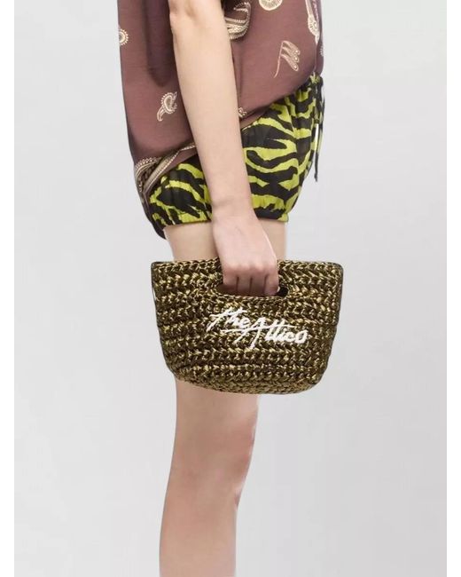 The Attico Metallic Via Dei Giardini 15 Mediterranean Raffia Tote