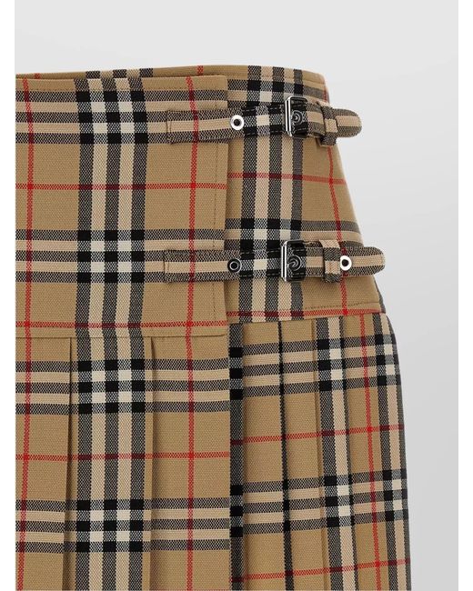 Burberry Metallic Wool Pleated Kilt Skirt