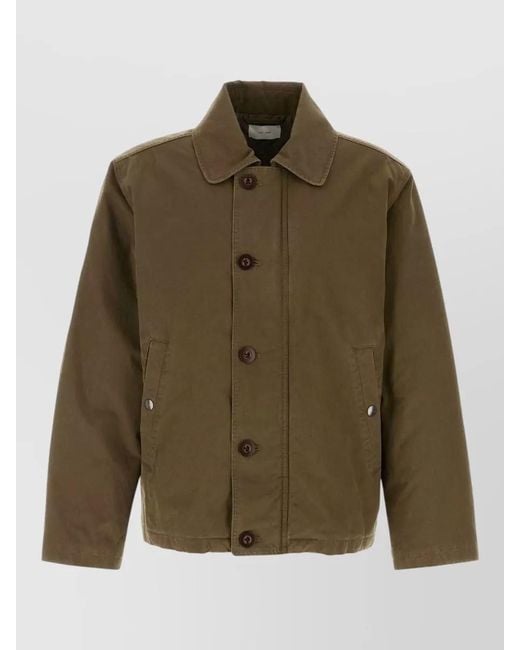 The Row Green Canvas Rafi Jacket Collared Long Sleeves for men