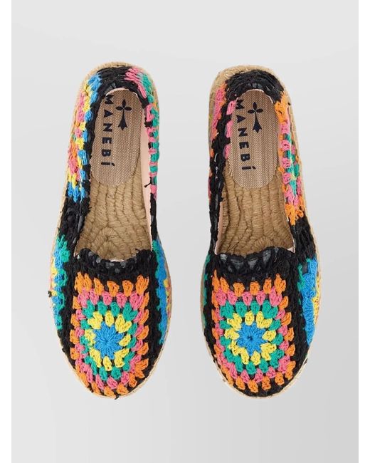 Manebí Blue Colorful Crochet Espadrilles Jute Sole