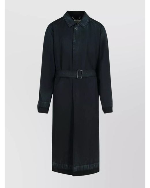 Maison Margiela Blue Virgin Wool Trench Coat for men