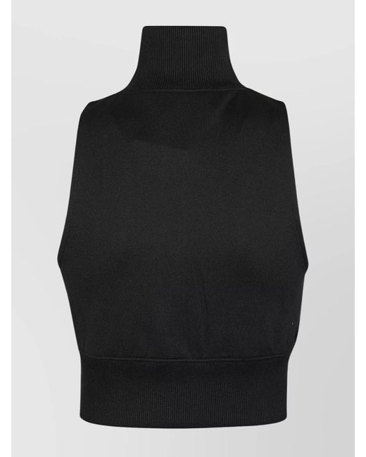 Courreges Black Cropped Sleeveless Zip Track Vest