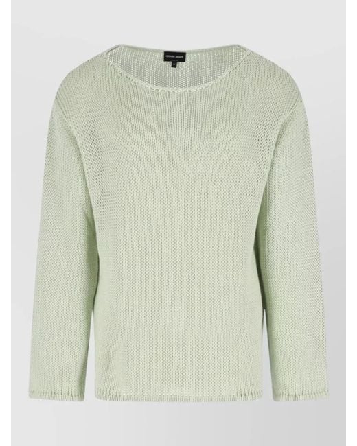 Giorgio Armani Green Crewneck Knit Sweater Soft Texture for men