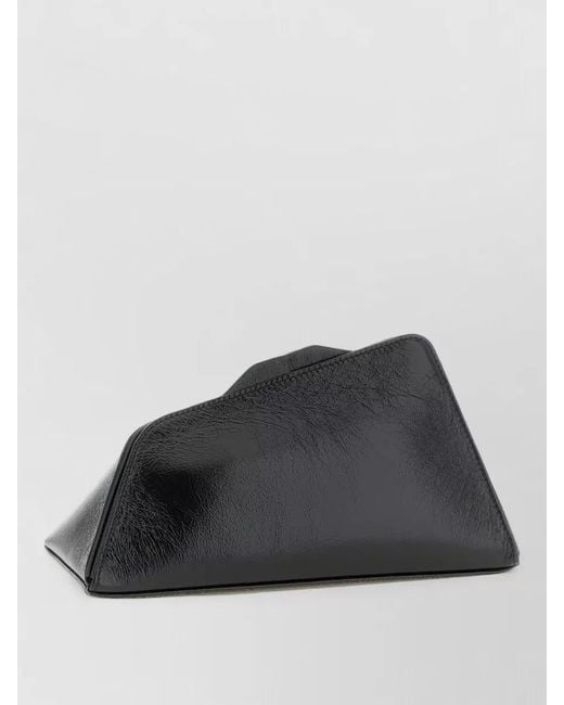 The Attico Black Oversize Leather Clutch Bag