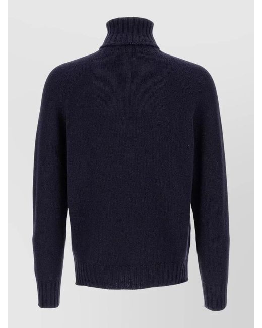Ma'ry'ya Blue Turtleneck Sweater Long Sleeves Ribbed Trims for men