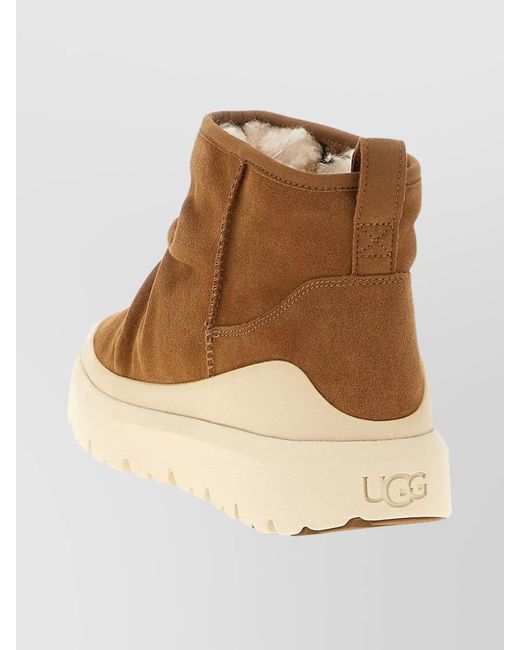 Ugg Natural Suede Platform Ankle Boots