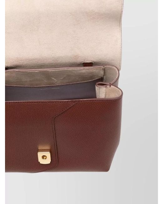 Emporio Armani Brown Leather Shoulder Bag Structured Top Handle Strap