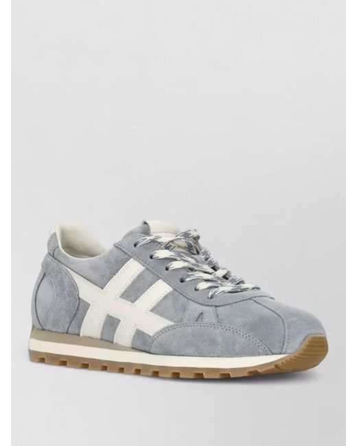 Hogan White Low Top Lace Up Suede Sneakers