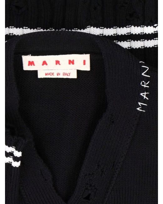 Marni Blue Cotton Crewneck Cardigan