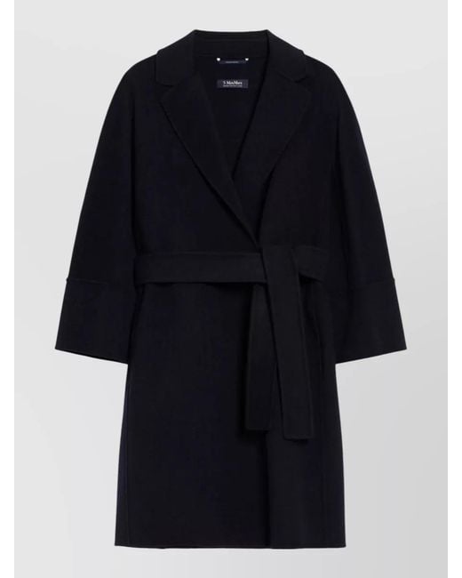 Max Mara Blue Arona Belted Long Lapel Collar Jacket