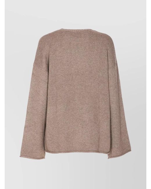 Lisa Yang Natural Cashmere Ribbed Crew-Neck Oversized Jumper