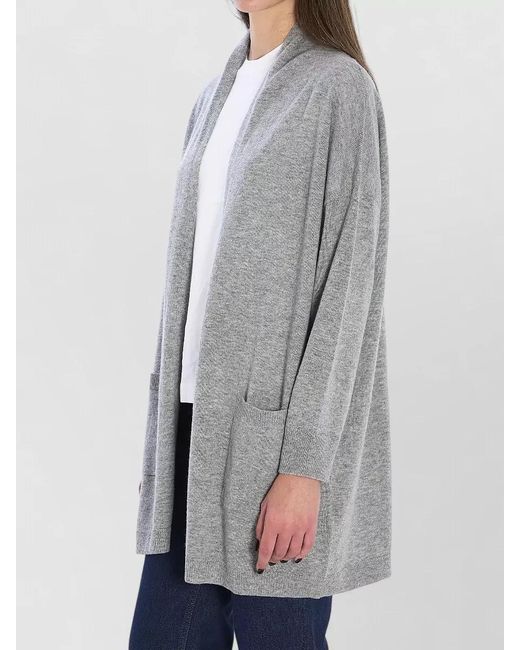 Allude Gray Cashmere Wool Relaxed-Fit Open Cardigan